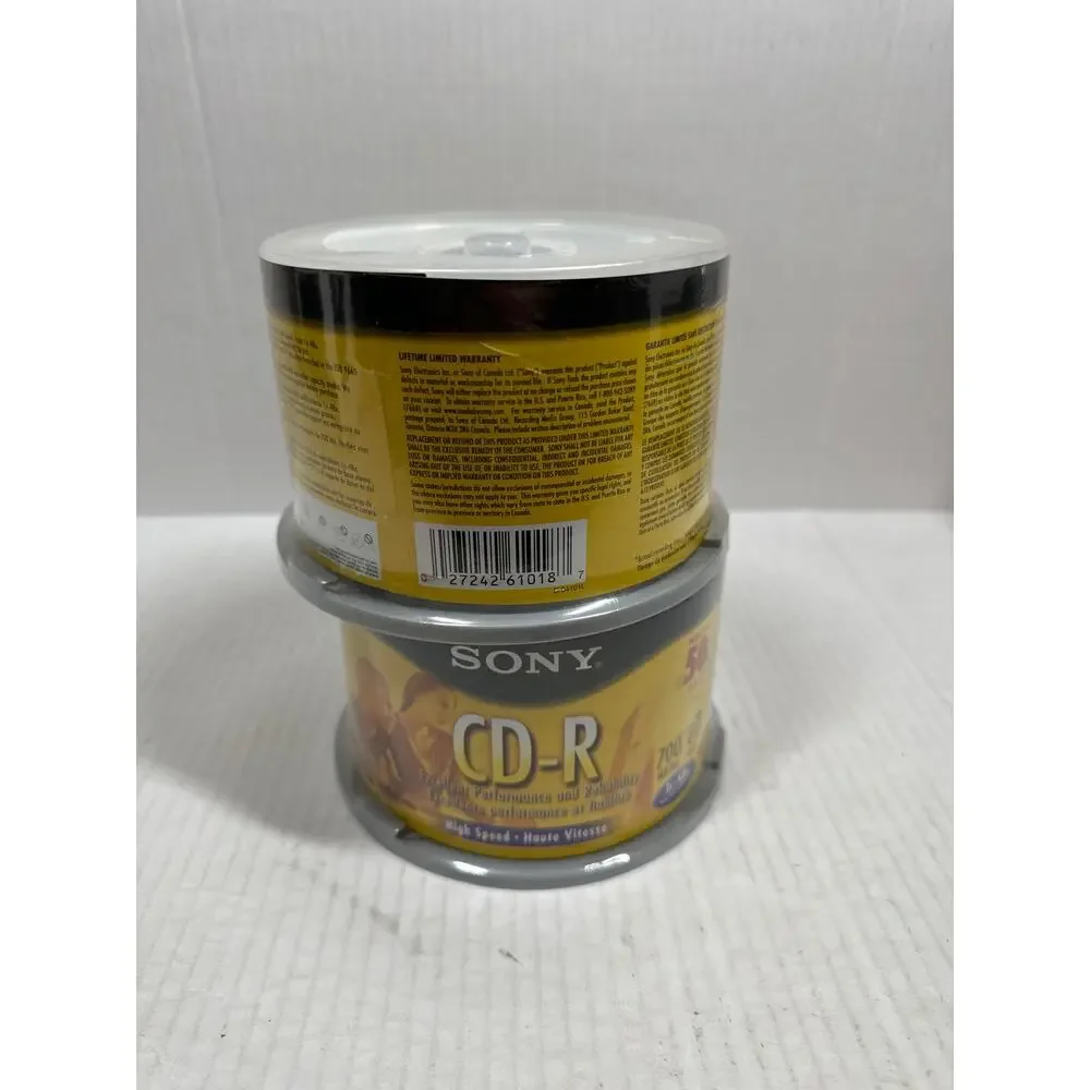 New lot of 2‎ Sony CD-R High Speed Recordable CDs 700 MB 80 Min 1x-48x 50 Pack